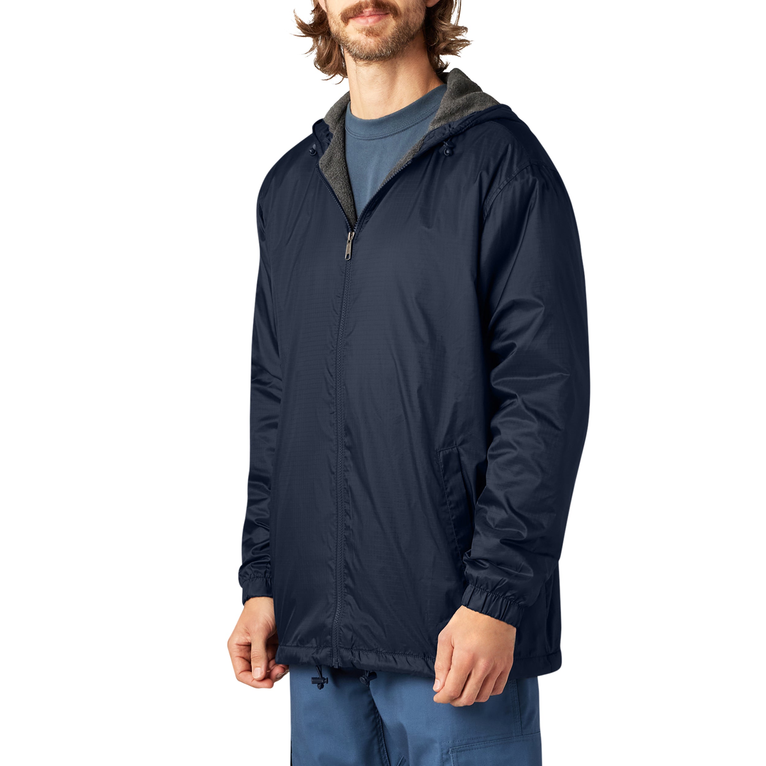 Fleece Lined Nylon Hooded Jacket - Image 3