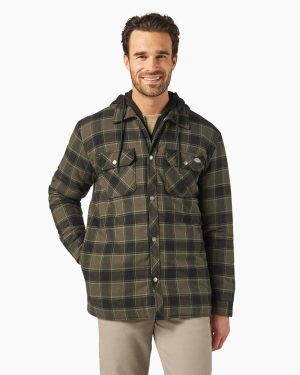 Water Repellent Flannel Hooded Shirt Jacket