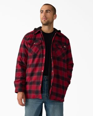 Water Repellent Flannel Hooded Shirt Jacket