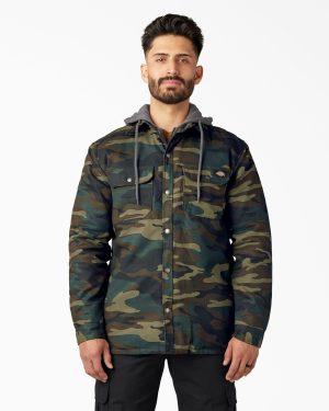 Water Repellent Duck Hooded Shirt Jacket