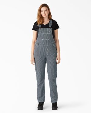 Women's Hickory Stripe Boyfriend Fit Bib Overalls