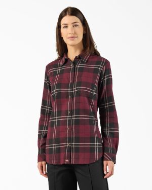 Women's Plaid Flannel Long Sleeve Shirt