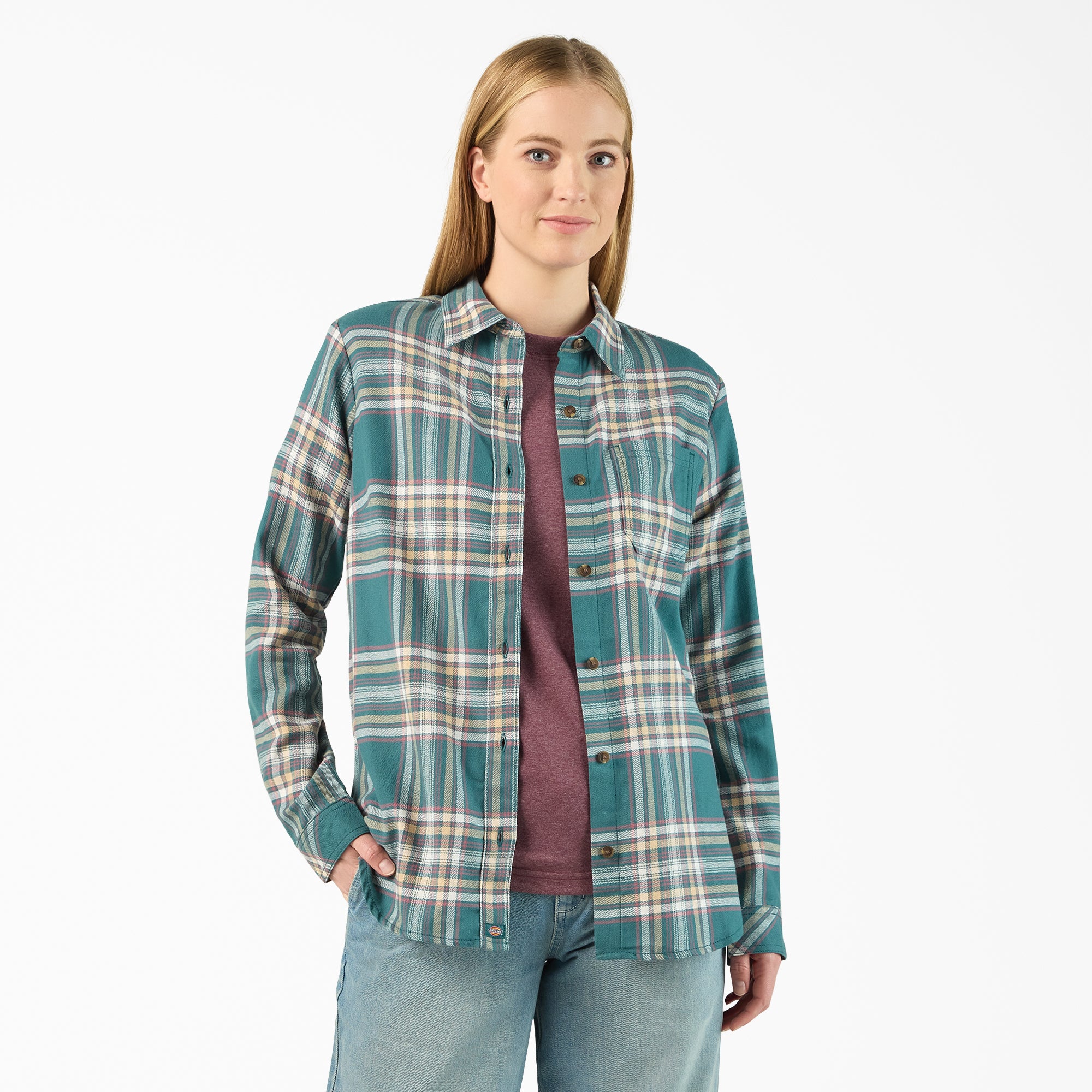Women's Plaid Flannel Long Sleeve Shirt