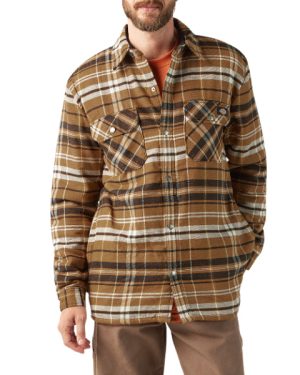 Water Repellent Fleece-Lined Flannel Shirt Jacket