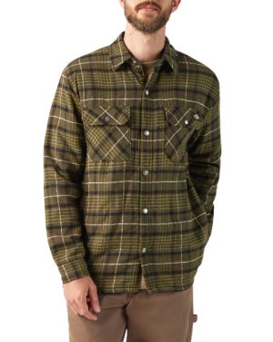 Water Repellent Fleece-Lined Flannel Shirt Jacket