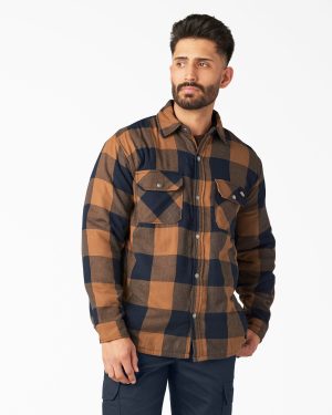 Water Repellent Fleece-Lined Flannel Shirt Jacket