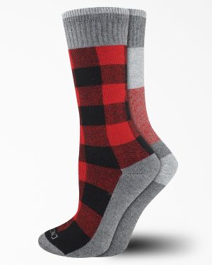 Women's Thermal Plaid Crew Socks. Size 6-9. 2-Pack