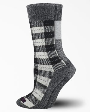 Women's Thermal Plaid Crew Socks. Size 6-9. 2-Pack
