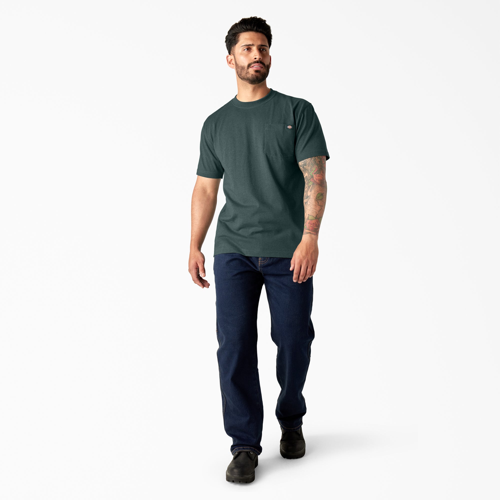Heavyweight Heathered Short Sleeve Pocket T-Shirt - Image 4